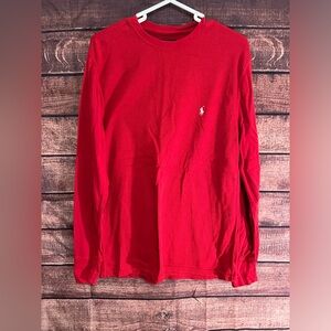 Polo Ralph Lauren Men's Waffle Knit Thermal Crewneck Shirt - Red Sz. Large